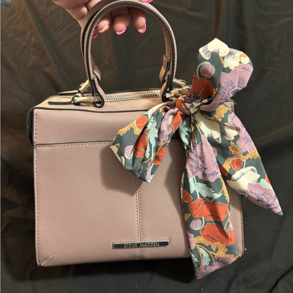 Steve Madden Blush Satchel with Floral Accent